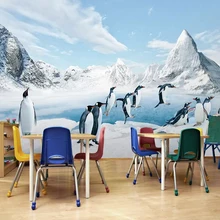 Пользовательские 3D фото обои Пингвин снег плакат с горами Фреска гостиная спальня фон Настенный декор живопись Papel де Parede