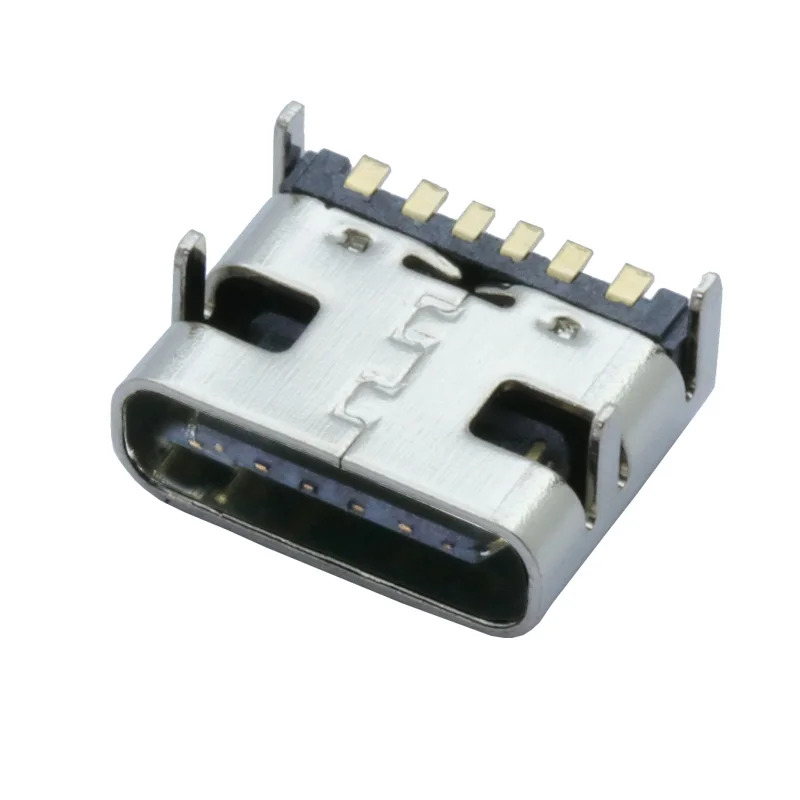 100 шт./лот Тип usb C 6 Pin разъем SMT разъем USB 3,1 Тип-C женского размещения SMD DIP для печатной платы DIY высокий ток зарядки