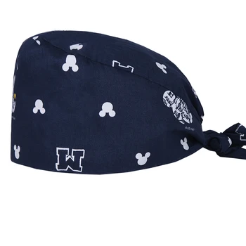 

Panda Skull Medical Surgical Caps Chef Work Hat Beautician Nursing Cotton Hats for Women Tieback Nursing Hats