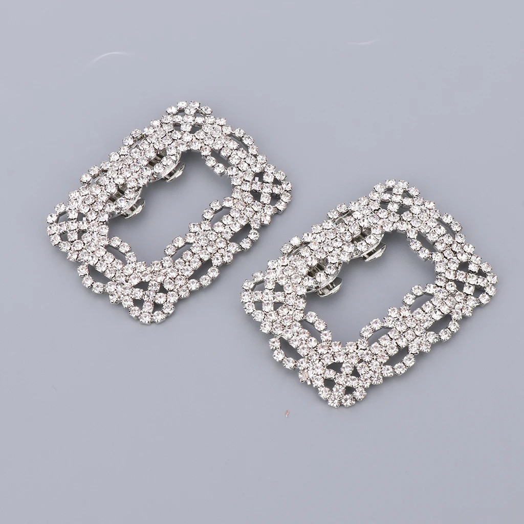 2x Rhinestone Shoe Clips Decoration Boots Shoe Buckle DIY Bridal Shoe Patch