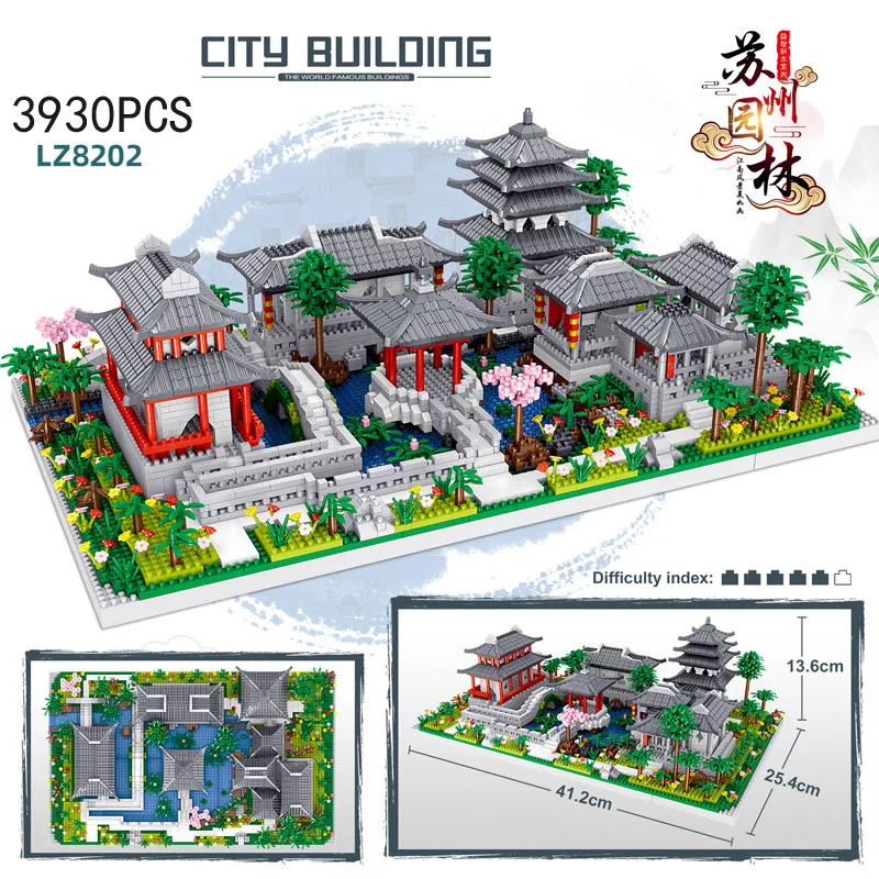 

Classical House Nanobricks Chinese Traditional Architecture Micro Diamond Block Suzhou Gardens Building Bricks Toy Collection