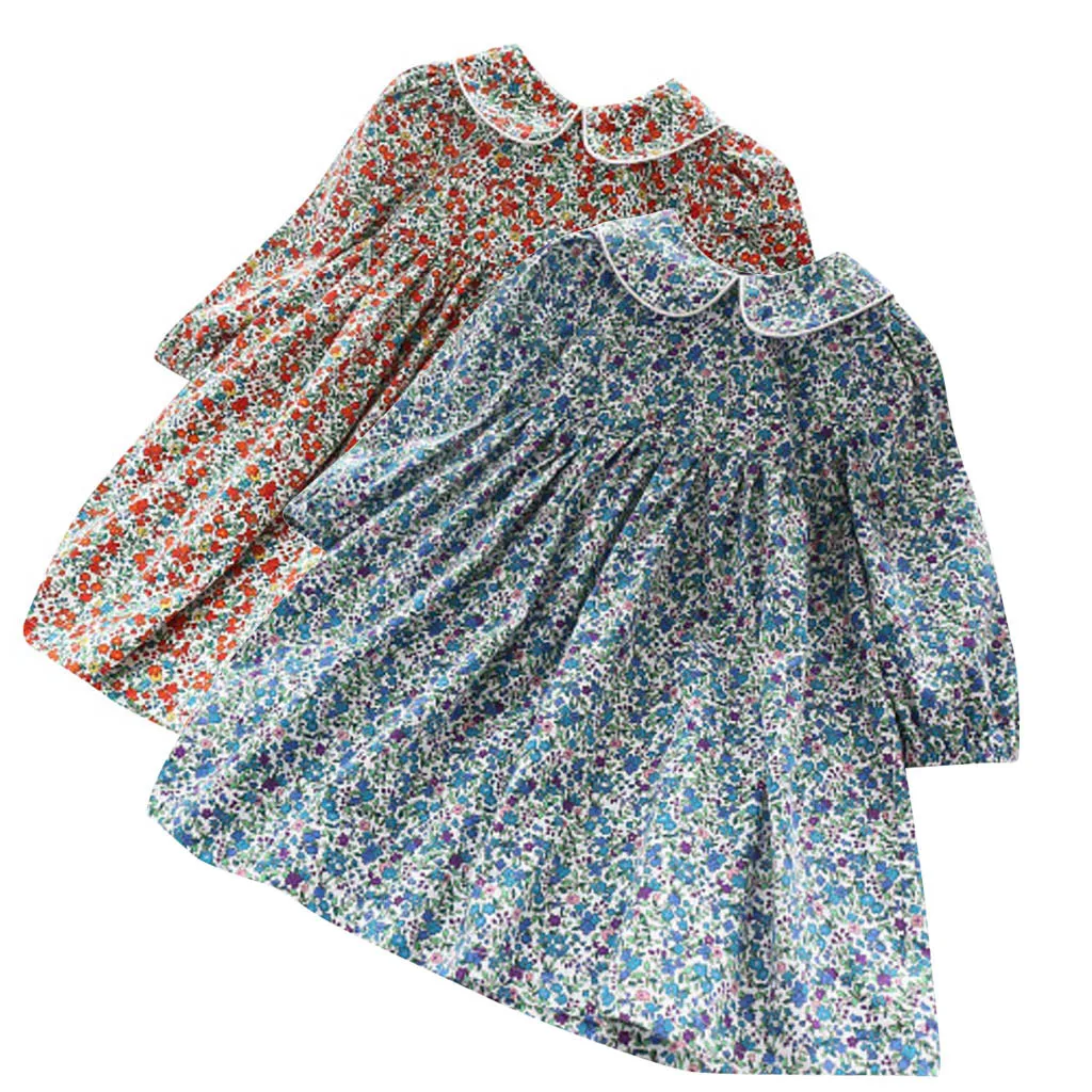 Toddler Baby Girls Casual Spring Floral Dress Princess Romper Dresses Clothes Long Sleeve Children Party Summer |