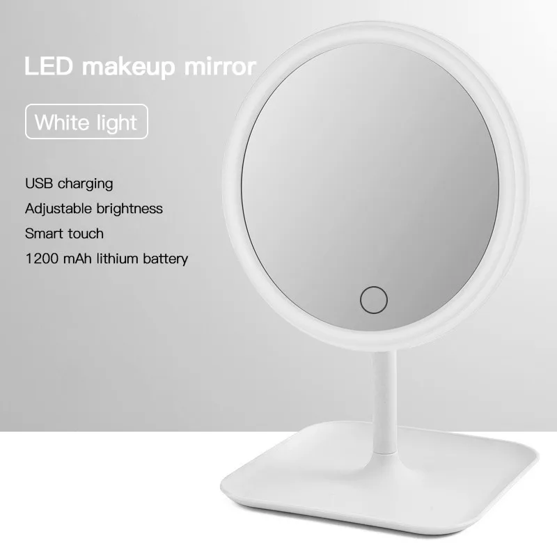 B (White light) Зеркало для макияжа Настольный светодиодный светильник Портативный Регулируемый сенсорный экран светильник туалетное Зеркало база для хранения туалетный столик зеркало USB - Испускаемый цвет: B (White light)