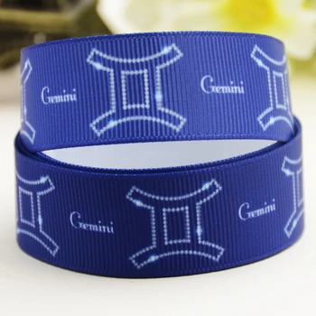 

7/8'' 22mm,1" 25mm,1-1/2" 38mm,3" 75mm Gemini Zodiac Printed grosgrain ribbon party decoration 10 Yards X-02572