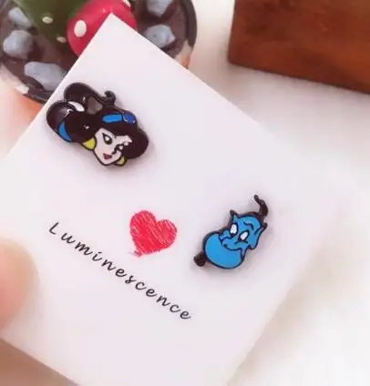 lot 24pairs princess Ursula Maleficent Villains girl Fashion Cartoon Stud Earring Cute Earrings For Women girl party gifts M-01 - Metal Color: A