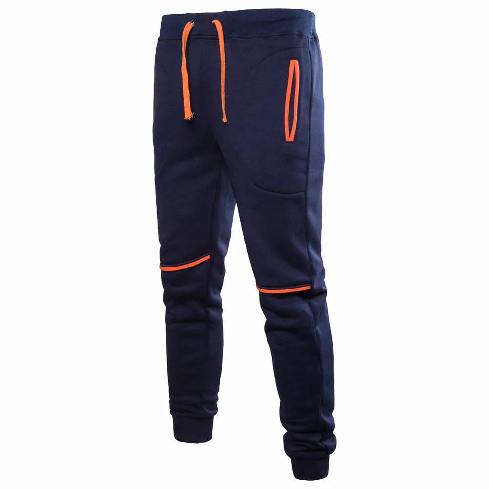 Новейшие мужские тренировочные брюки осень зима мужские тренажерные залы Фитнес Спортивные штаны упражнения для брюк мужские повседневные хлопковые спортивные штаны - Цвет: Navy