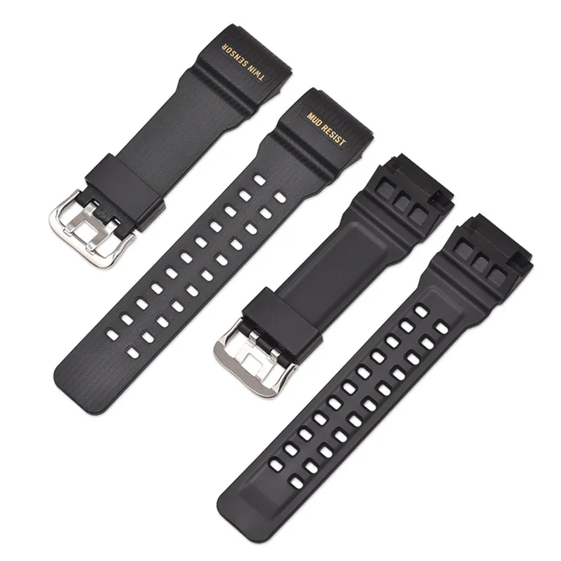 Durable Silicone Sport Watch Band - Men's Waterproof Replacement Strap with Resin Detailing