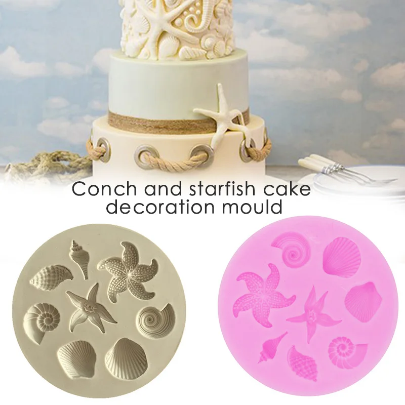 Cake Decorating Tools DIY Sea Creatures Conch Starfish Shell Fondant Candy Silicone Molds Creative Chocolate Mold | Дом и сад