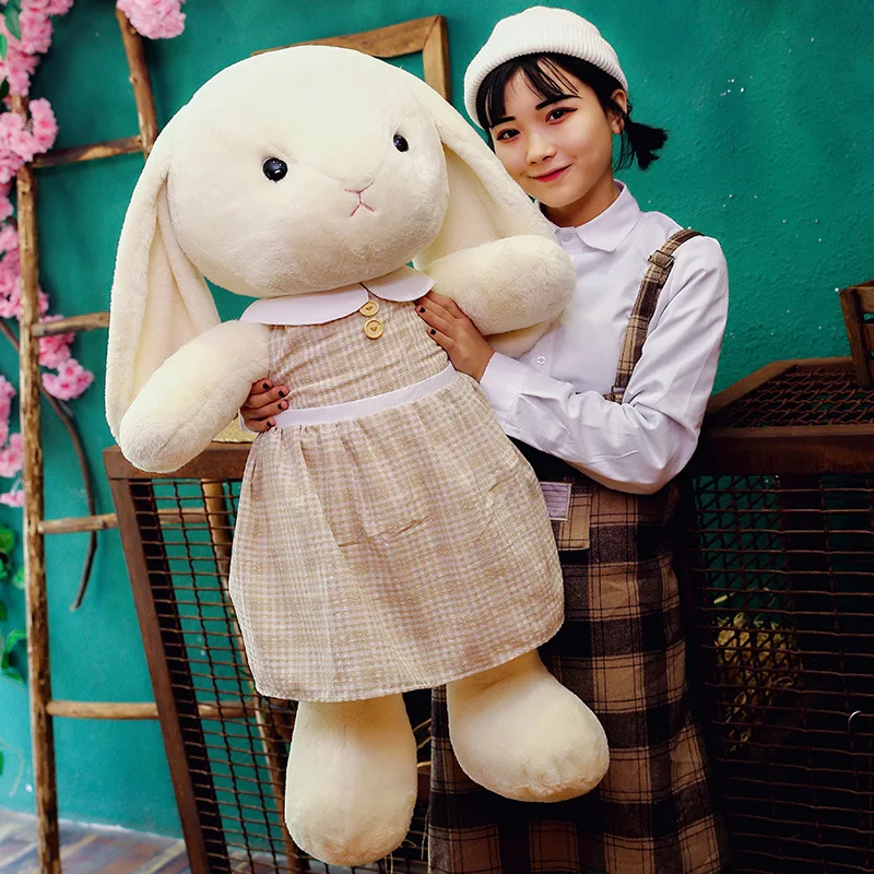 

[Nasi] Wear Skirt Big Rabbit Doll Long Ear Rabbit Plush Toys Rabbit Fur Doll Girl'S to Sleep with Doll