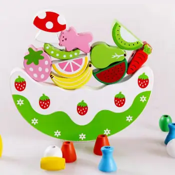

Kids Wooden toys Artificial Model Building Kits Cake Fruit Balanced game Classic Cake Fruit models blocks toys for children gift