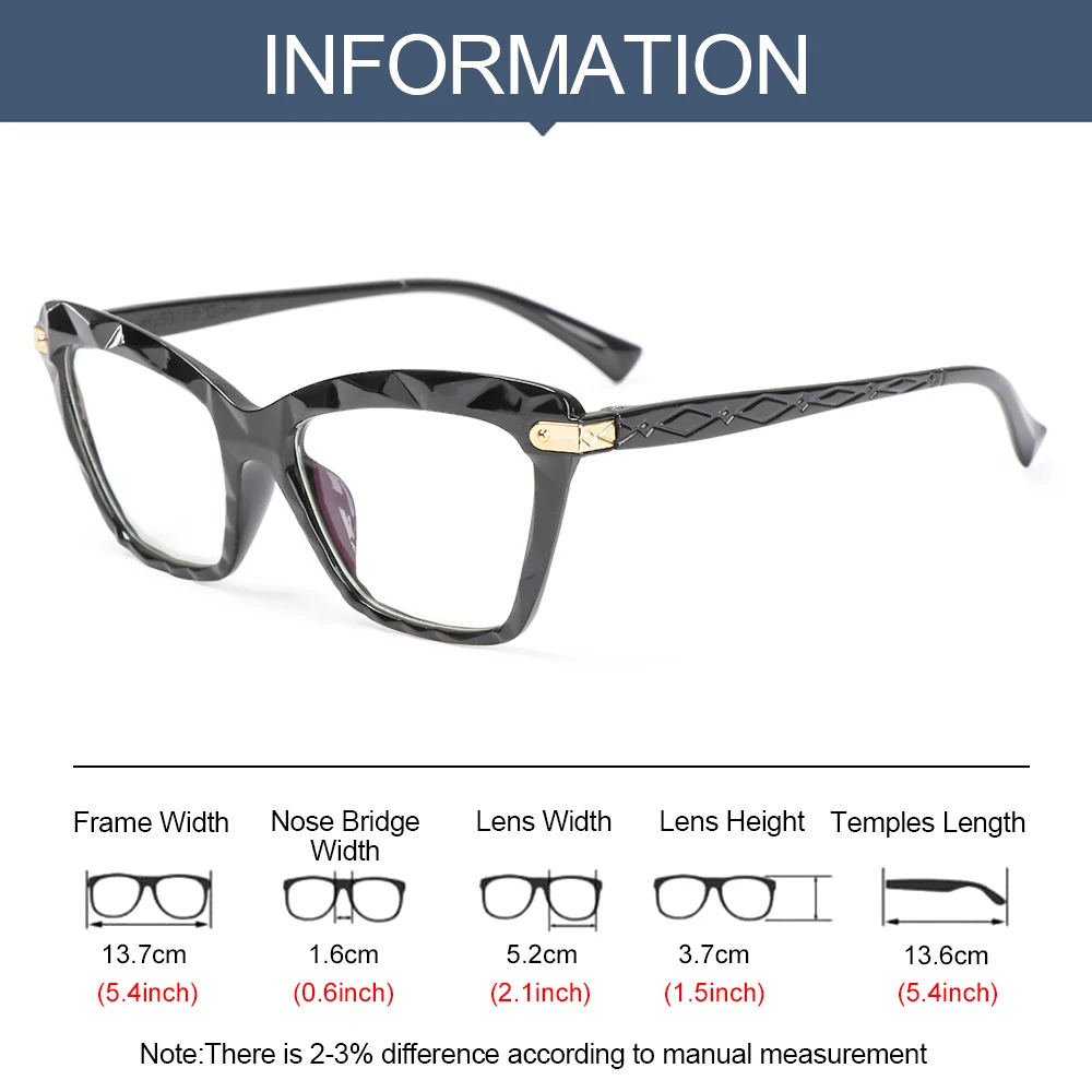 2021 Square Women Reading Glasses Oversized Frame Anti Blue Light Cat Eye Eyeglasses Trending Design Optical Computer Glasses prescription blue light glasses