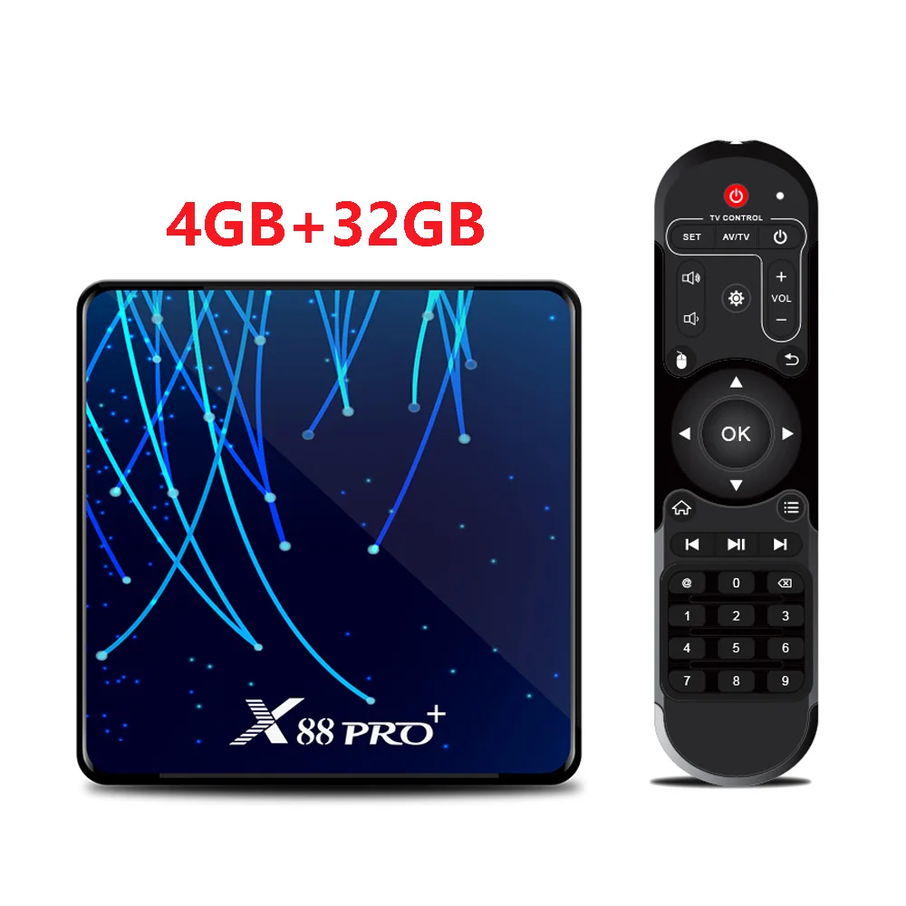 Blue 4G32G X88 Pro Plus Android 9,0 Smart Tv Box Rockchip RK3368 Восьмиядерный 4G 32G 4K медиаплеер Bluetooth 4,0 2,4G 5G Wifi телеприставка - Цвет: Blue 4G32G