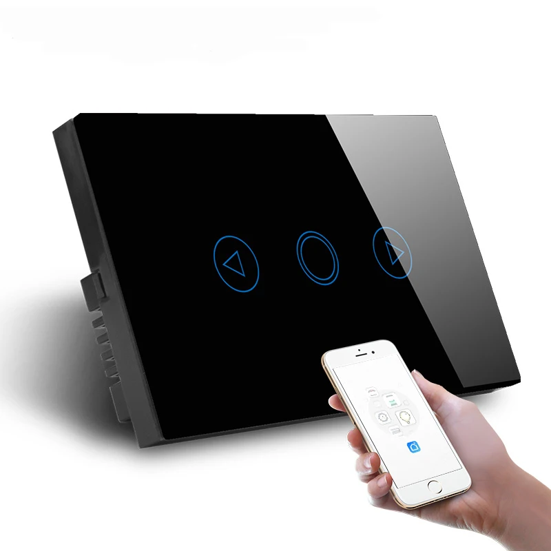 ASEER, AU/US wi-fi-регулятор светодиодного освещения переключатель, smart, умный переключатель использование для лампы и фонарей, белая Хрустальная стеклянная панель, работает alexa, google - Цвет: Black Switch Touch