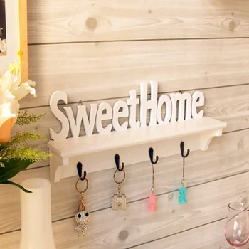 

1Pc "Sweet Home" Shelves Hat Key Holders Storage Shelf Hanging Hooks Wall Mounted Rack Home Holder Storage Hanger Home Decor