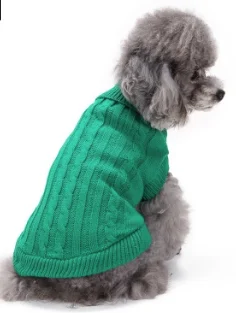Green Одежда для маленьких собак, зимний свитер для питомцев, вязаная теплая одежда для щенков, пальто - Цвет: Green