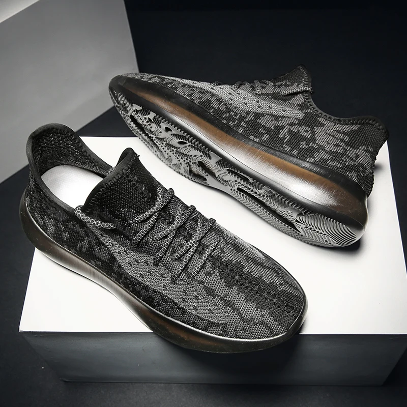 Черный Новинка, мужские кроссовки для бега, дышащие, сетчатые, Boost Kanye 350 West, спортивная обувь, высокое качество, мужские спортивные кроссовки, Deportivas - Цвет: Черный
