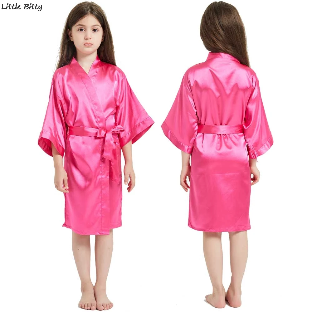 Wedding Party Robes for Girls Children Satin Pajamas Teen Girls Sleepwear Bathrobes for Children Silk Kimono Bathrobes Kids vintage nightgowns	 Sleepwear & Robes