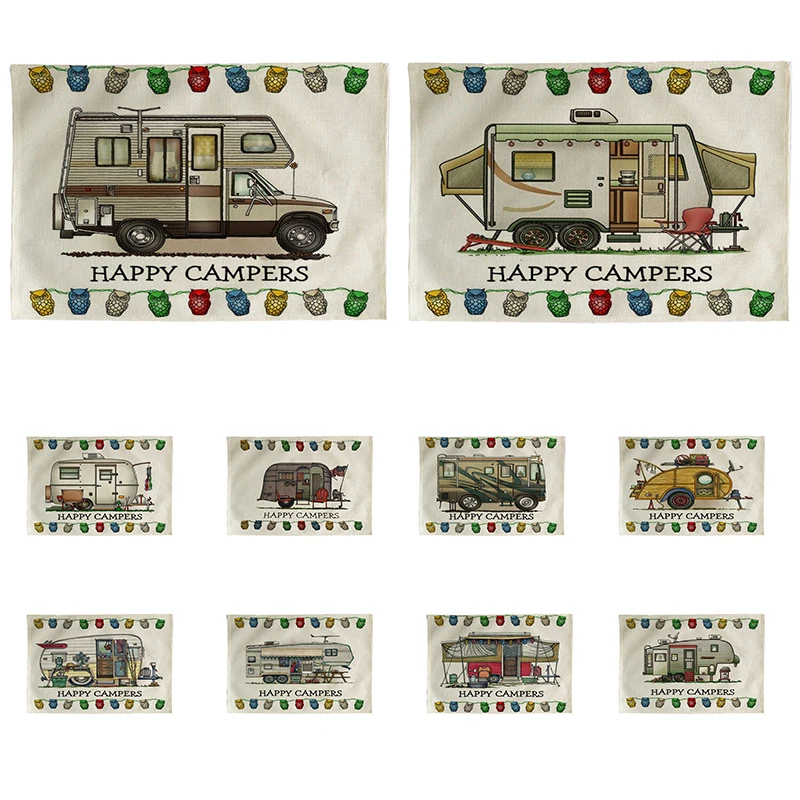 Ретро Сова туристический автомобиль автобус кухонный коврик подставка, обеденный стол коврики хлопок белье коврик чаша 42*32 см домашний декор cd04