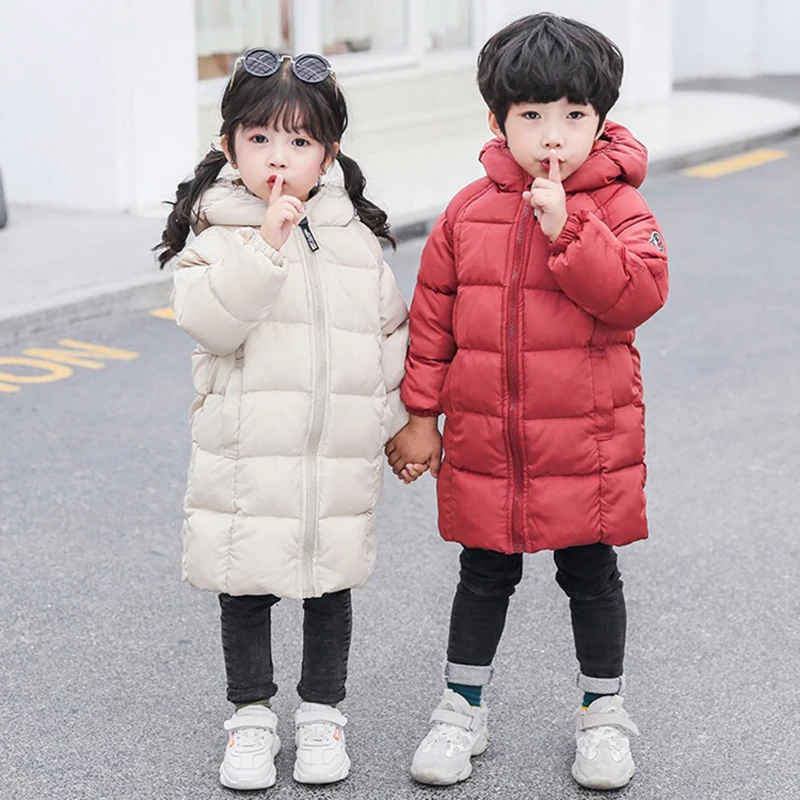 

Children's Cotton Clothing For Boy And Girls Wear Down Cotton Padded Jacket Baby Long coat 2019 new autumn Kids Winter Clothes