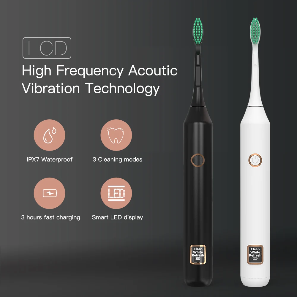 3 режима звуковая электрическая зубная щетка интеллектуальная ЖК-USB