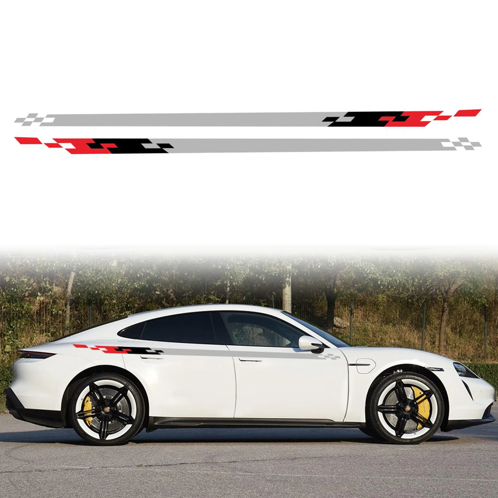 

Универсальная автомобильная наклейка, трехцветная полоса, стильная гоночная машинка, боковая наклейка для всех наклейка на авто