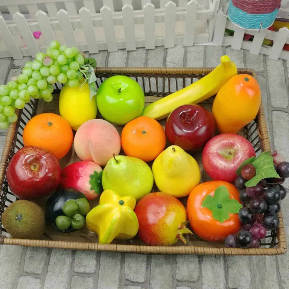 

Artificial Fruits Plastic Simulation Fake Apple Orange Banana Lemon Kitchen Pretend for Wedding Party Home Decor Fruit Supplies