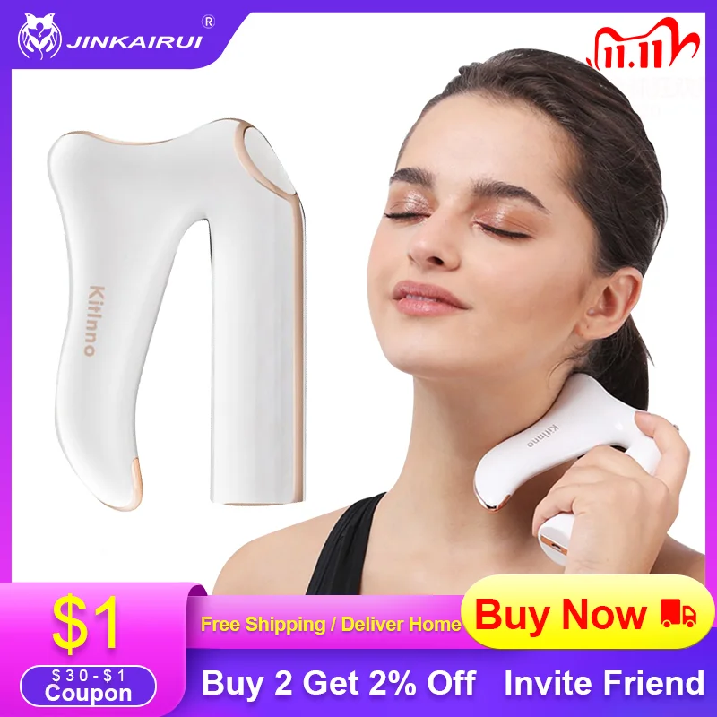 

Jinkairui Newest Body Pulse Massager Gua Sha Machine Relieve Pain Heating Micro Current Deep into Tissue Health Care Gift Option