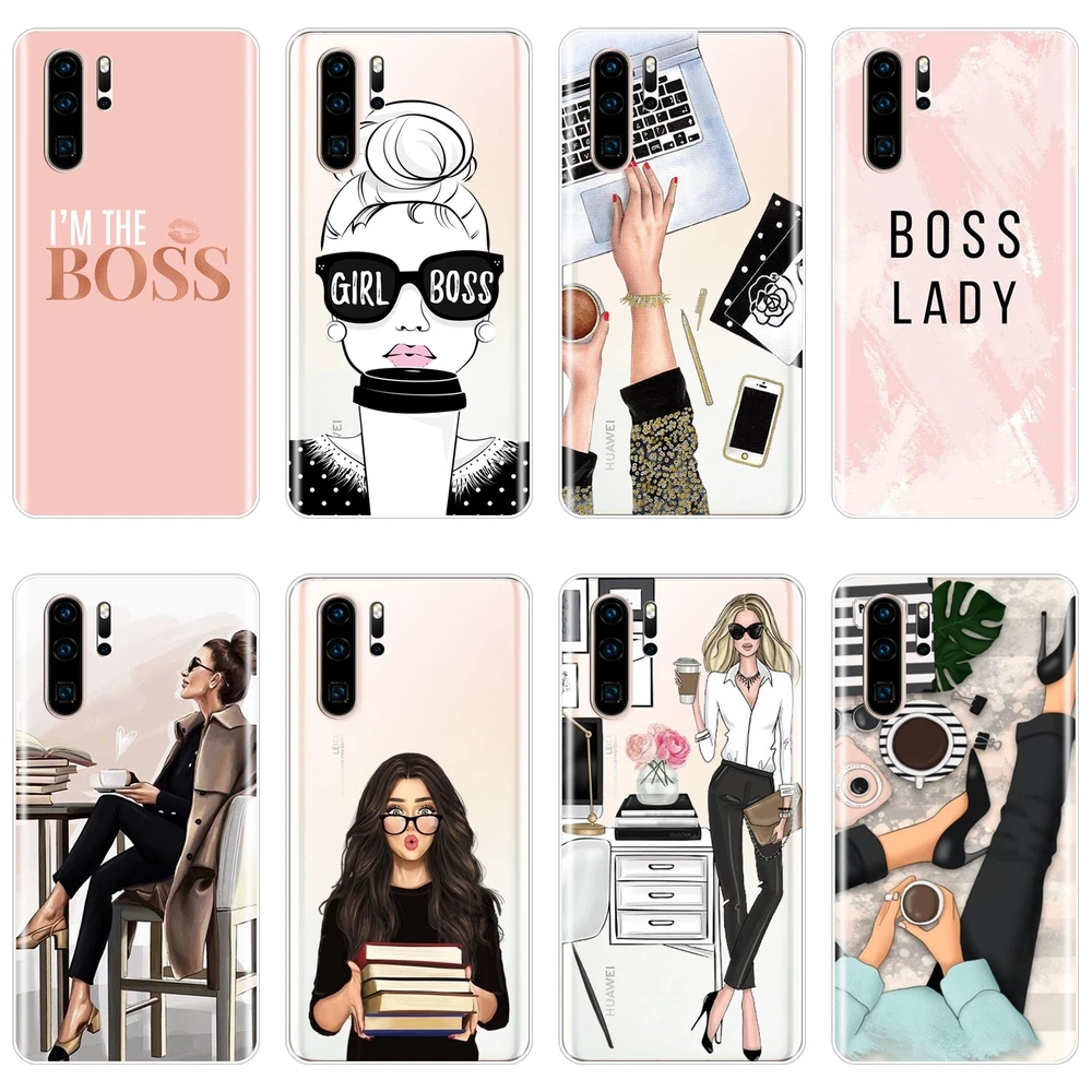 Чехол для Huawei P20 Lite P Smart Plus 2019 Girl Boss розовый женский мультяшный чехол P30 Pro Z чехлы