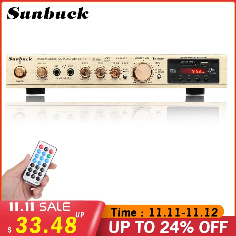 SUNBUCK bluetooth 5 Channel FM 2200W 220V Amplifier with Remote Control Support SD MMC USB LCD Display Audio HiFi Amplifiers 1