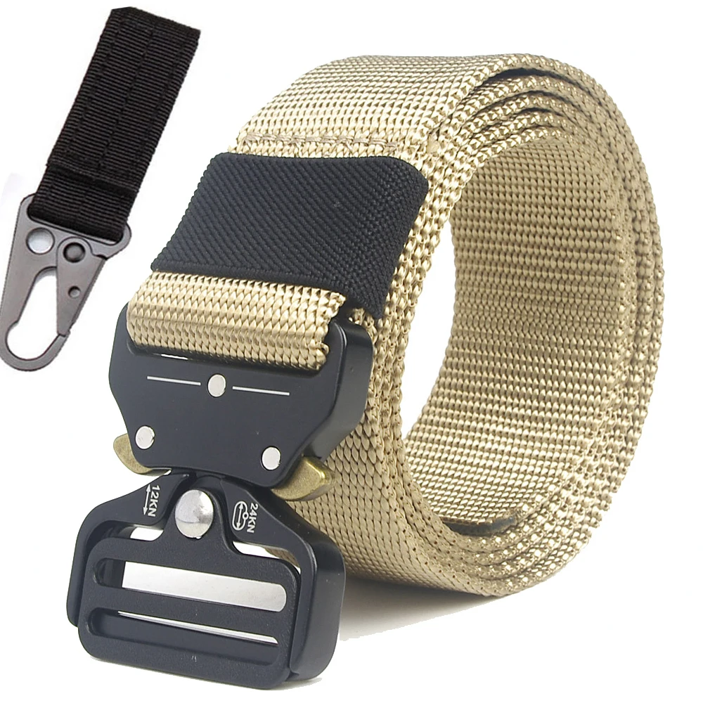belt and 1 hook 125 135 см армейский тактический ремень Военная металлическая пряжка нейлоновый ремень армейский мужской Cinturon страйкбол Ceinture открытый тренировочный Охотничий пояс - Цвет: belt and 1 hook