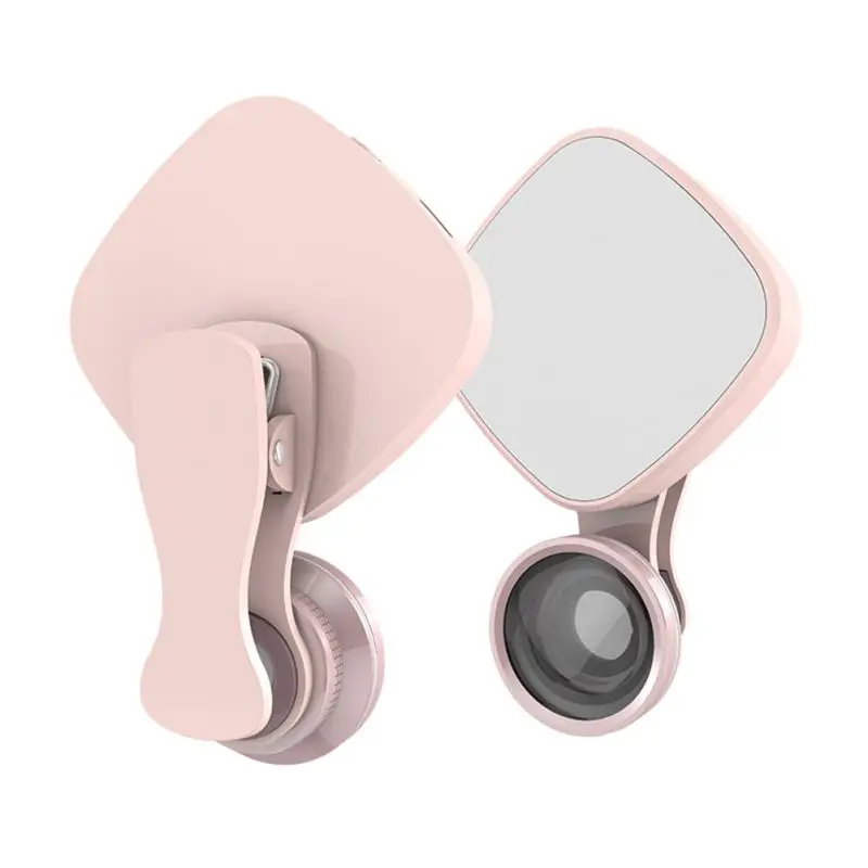 Smart Phone 2 in 1 Fish-Eye Wide-Angle Macro Lens Selfie Light Adjustable Brightness Fill Warm Cold Phone Camera LED Light