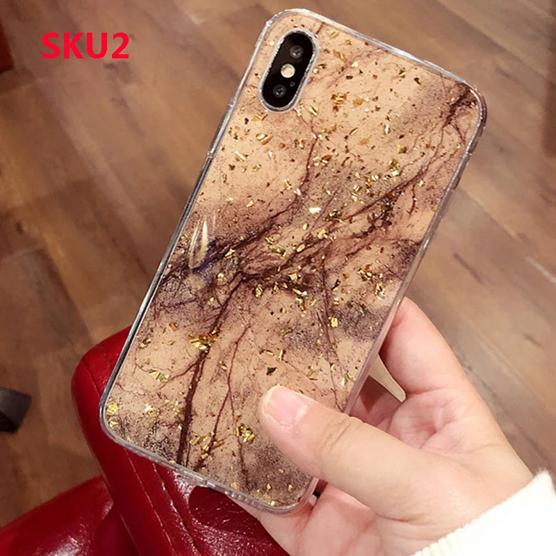 Подходит для iPhone11 6s 7 8 Plus X XR XS Max Золотая фольга мрамор блеск мягкий чехол для телефона Прозрачный чехол для телефона huawei Xiaomi