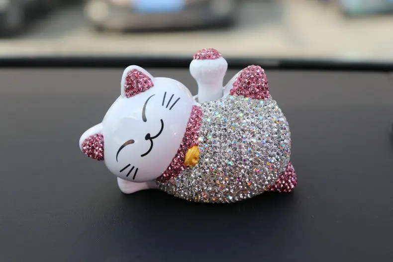 Развевающиеся руки Lucky Cats Bling стразы аксессуары для автомобиля украшения хрустальные статуэтки миниатюрная комната украшение интерьера автомобиля