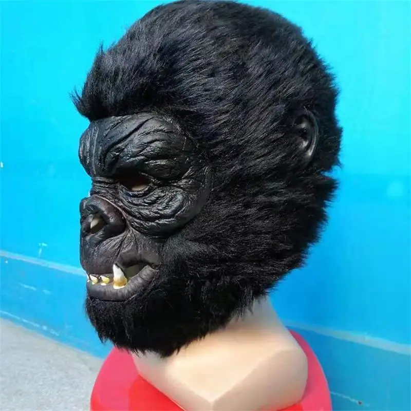 Topeng Gorila King Kong Topeng Hewan Lateks Monyet Kostum Cosplay Pesta Halloween Topeng Kepala Horor Untuk Jpeg