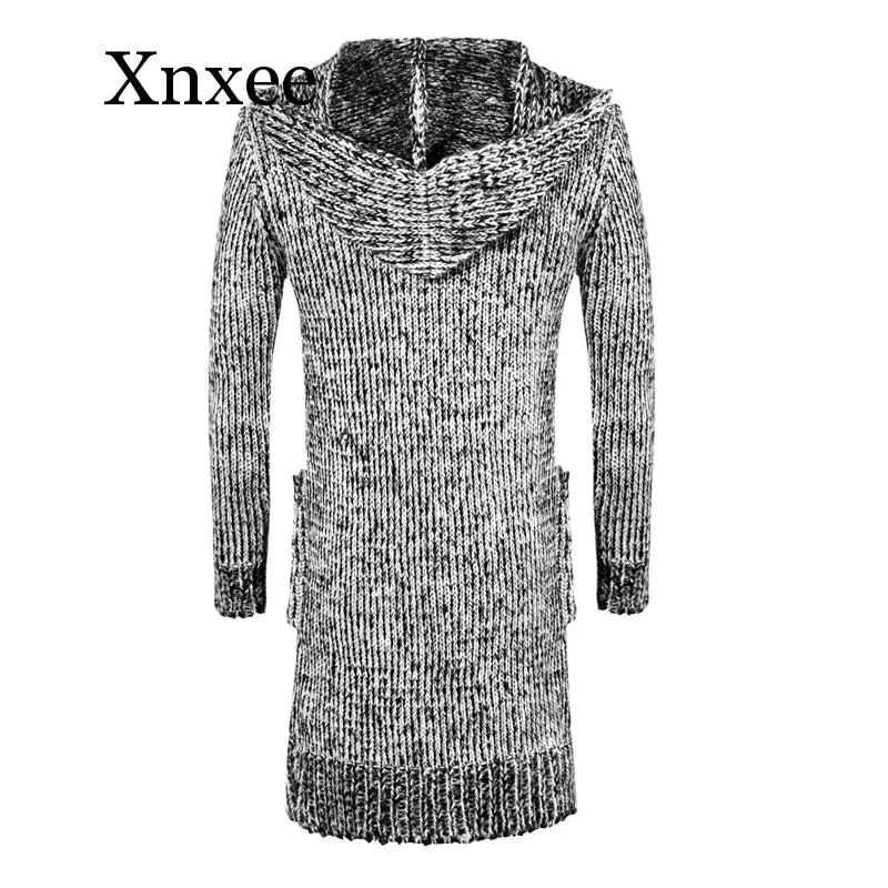 Vintage Men Winter Warm Hooded Long Sweatercoat Fashion Style Men Thicker Warm Casual Sweaters Cardigan Long Sweaters Size 3XL