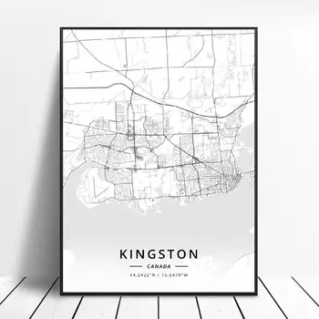 

Kingston Burnaby Markham Surrey Victoria Windsor Canada Map Canvas Art Poster