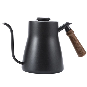 

Stainless Steel Coffee Pot 850Ml Coffee Kettle Drip Kettle Pour Over Coffee with Lid Thermometer (Black)