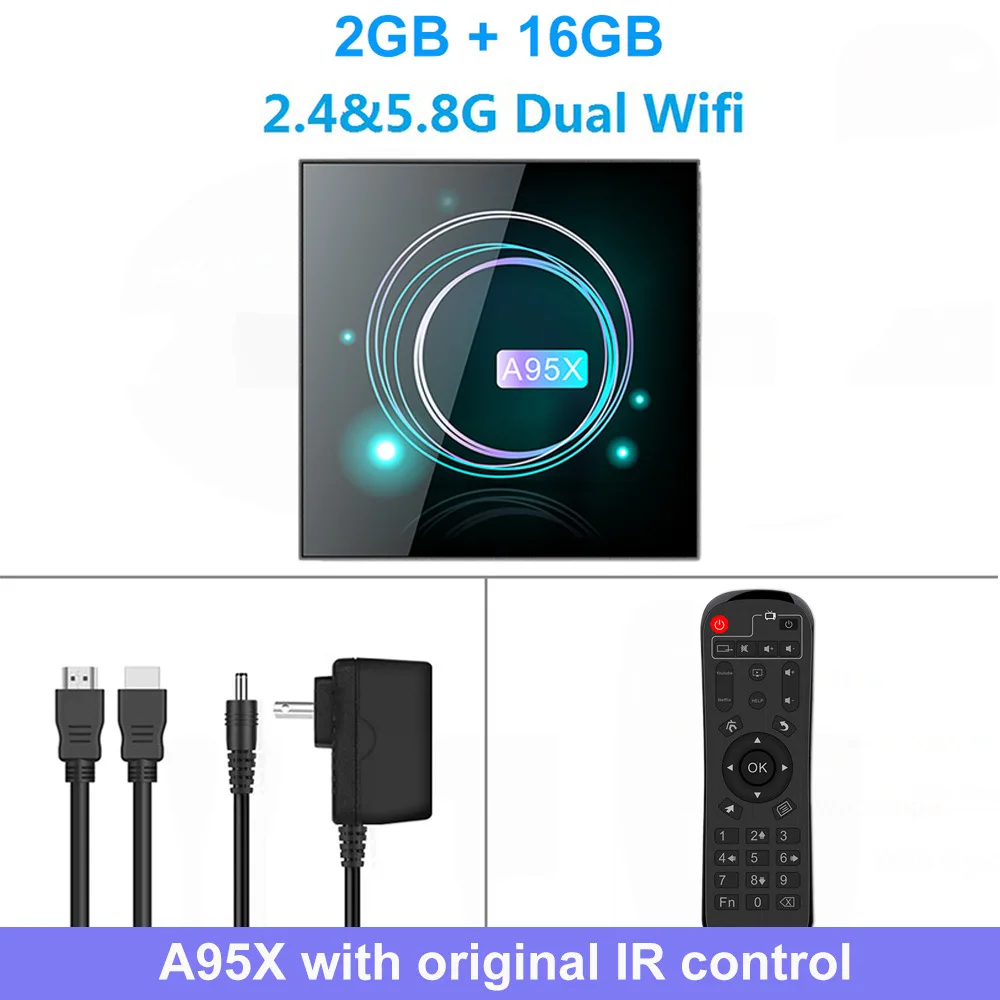2G 16G CRENOVA новейший A95X ТВ приставка Android 9,0 Amlogic S905X3 32 Гб 64 Гб Поддержка YouTube 4k Netflix Plex медиасервер телеприставка - Цвет: 2G 16G