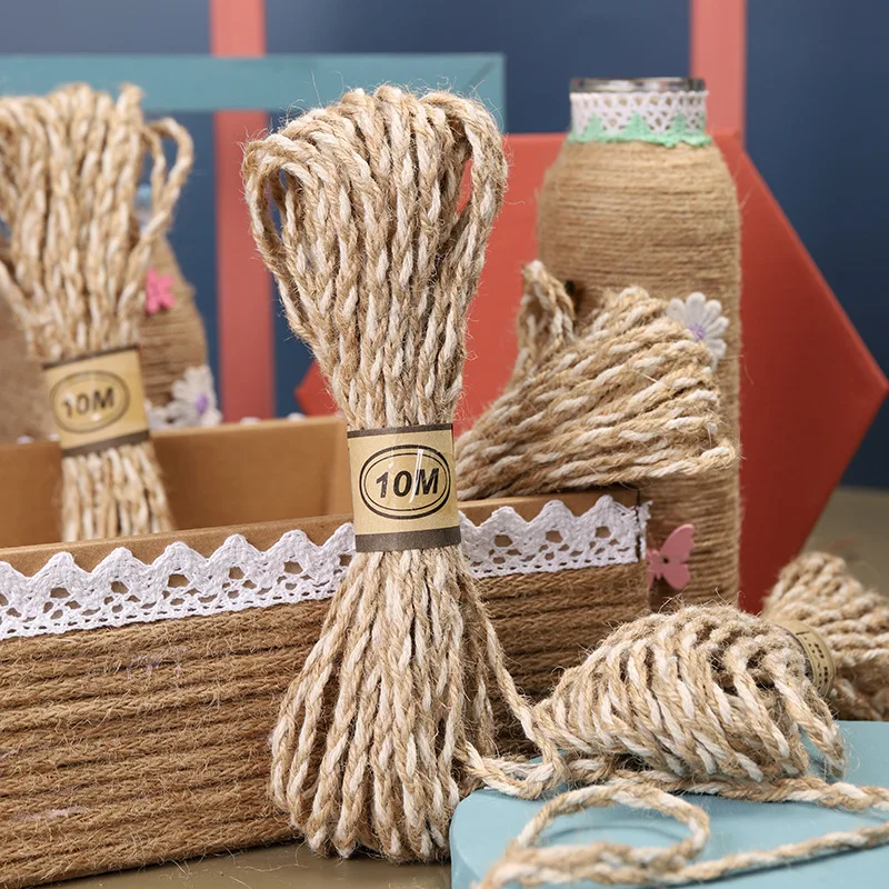 

10m Natural Twine Ribbon Burlap Jute Ribbon Jute Twisted String for DIY Art Crafting, Gift Wrapping, Rustic Wedding Decoration