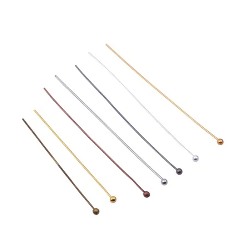 

200pcs/lot 16 20 25 30 40 50 mm Gold Metal Ball Head Pins For Diy Jewelry Making Head pins Accessories Findings 0.5mm Supplies