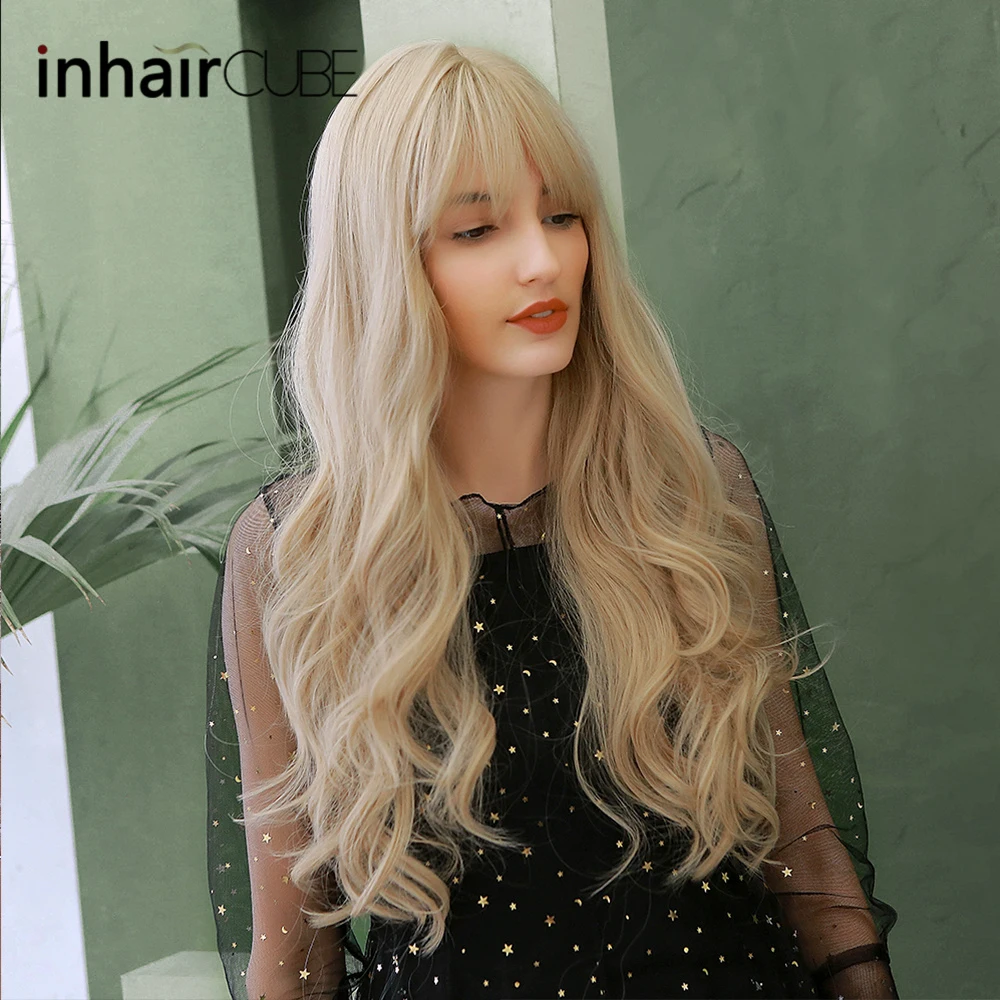 Inhaircube светильник блондинка волна воды длинный синтетический парик с челкой