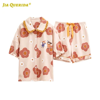 

Soft New Printing Crew Neck Pajamas Set Casual Style Fashion Style Summer Pjs Woman Clothes Pajamas Woman Summer Woman Pijama