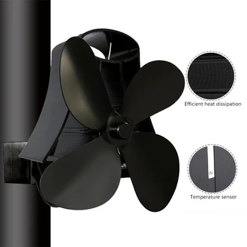 

Wall mounted type 4 Blade Heat Powered Stove Fan Log Wood Burner Eco Quiet Home Fireplace Fan Fuel Heat Saving Distribution