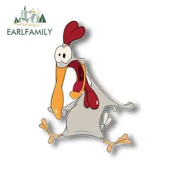

EARLFAMILY 13cm x 9.4cm Car Stickers Gray Cartoon Chicken Pattern DIY Vinyl Deacls Warp Car Accessories for Car Body Windshield