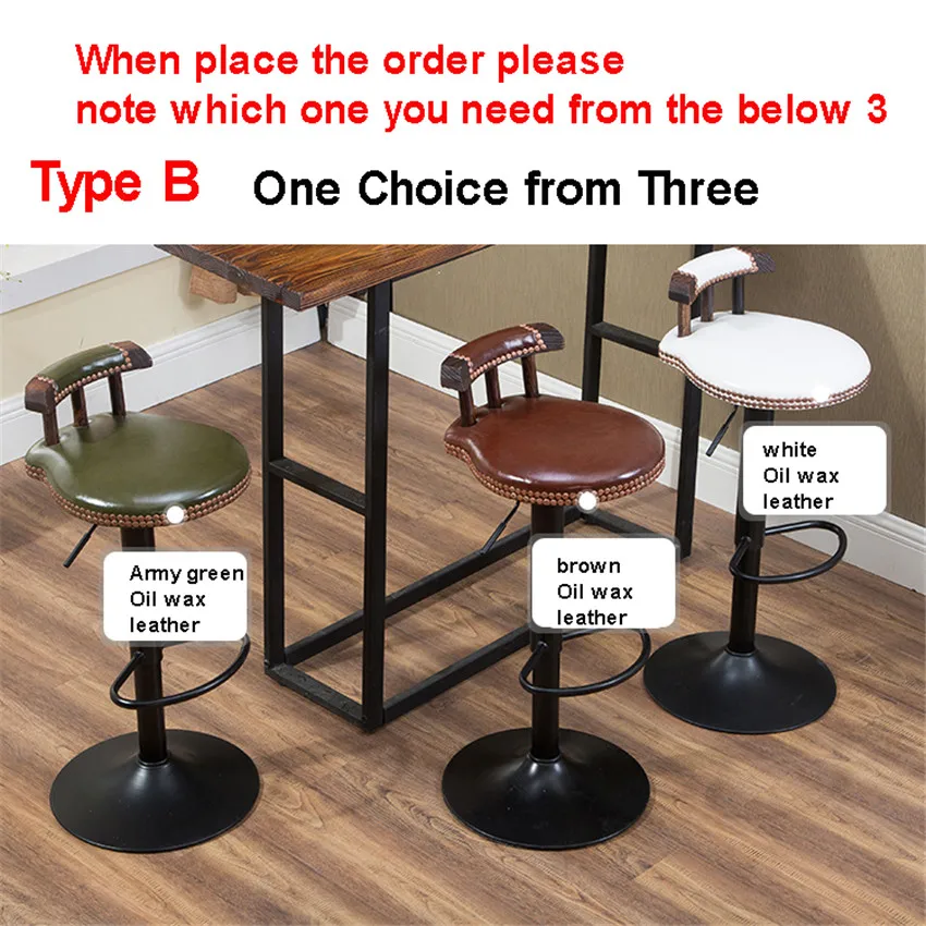 B Type Choose 1Color Ретро подъемный поворотный барный стул на стойке вращающийся 60-80 см регулируемый по высоте барный стул из искусственной кожи мягкая подушка высокий табурет - Цвет: B Type Choose 1Color