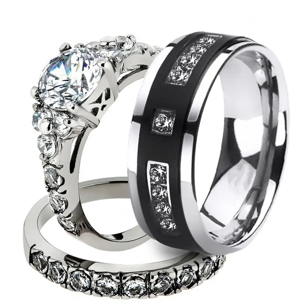 

Not Fade Inlaid Couple Ring Zircon European And American Fashion Men And Women Professional Does Jewelry