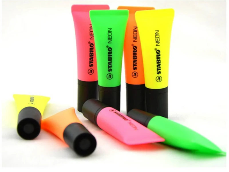4 цвета/набор Германия STABILO маркер ручка зубная паста неоновая 72# косой наконечник для студентов школы офисные канцелярские принадлежности