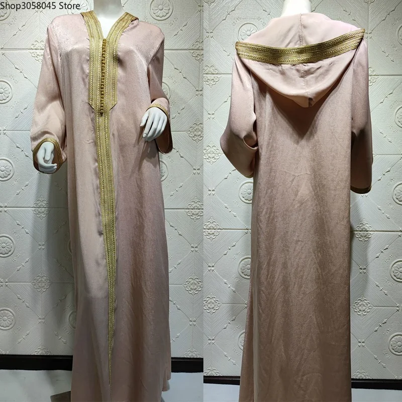 2021 Рамадан Дубай Abayas для женщин Caftan Marocain индейка мусульманская Мода С Капюшоном