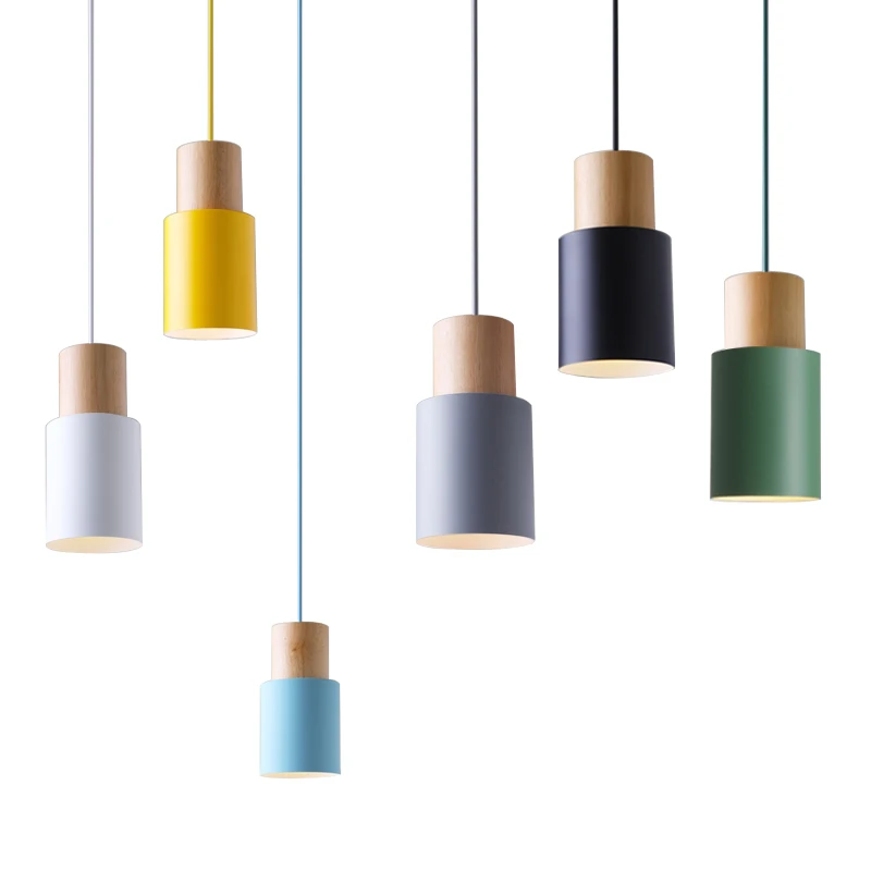 Современный светодиодный подвесной светильник с деревянным железом для