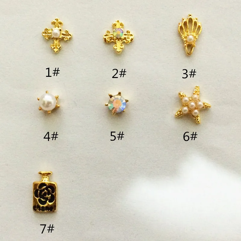 New Style Manicure Metal Ornament Japanese-style Cross Symphony Man-made Diamond Pearl Starfish Perfume Bottle Alloy Nail Sticke